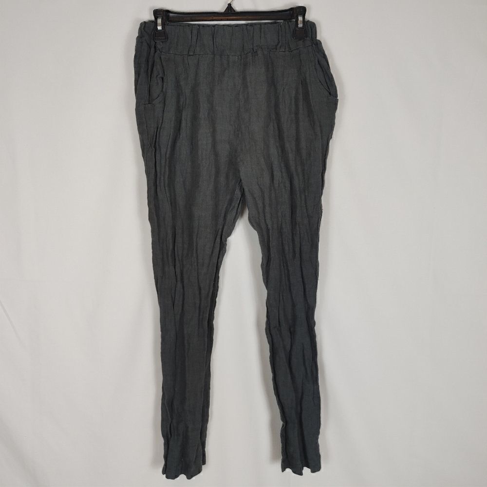 Ruby Yaya Gray Linen Pants Straight Leg Women's Si